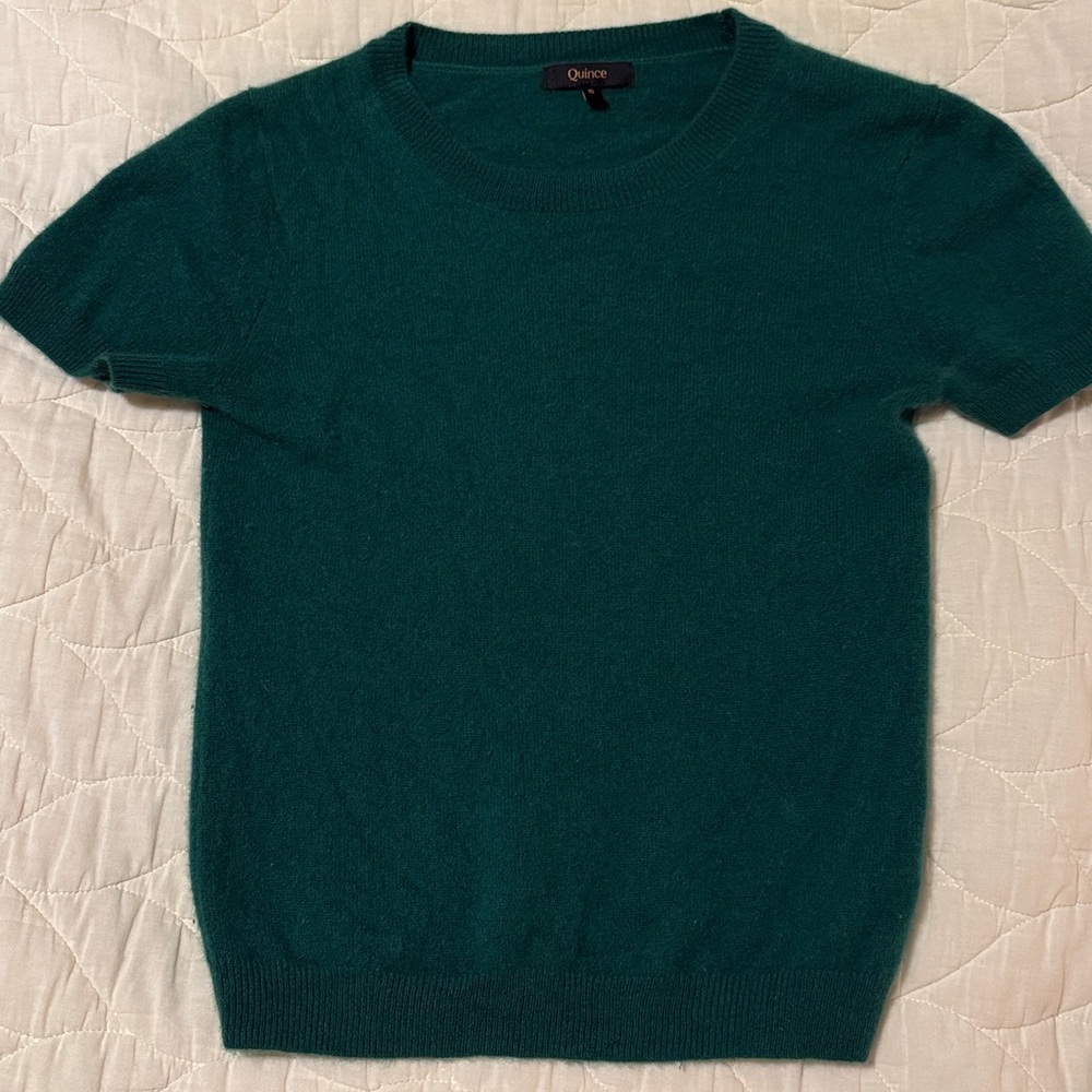 Quince Green Crewneck Short-Sleeve Sweater